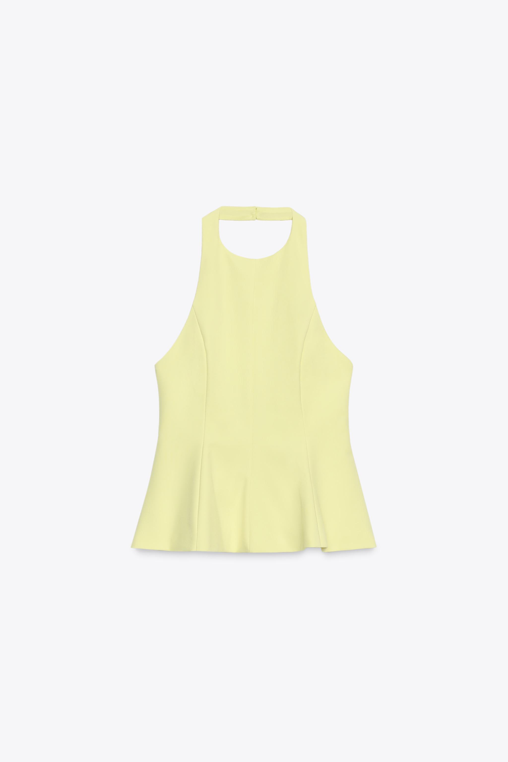 エルDaisy gather peplum UVcut sheerParker STRETCH PEPLUM TOP - Lemon | ZARA United States