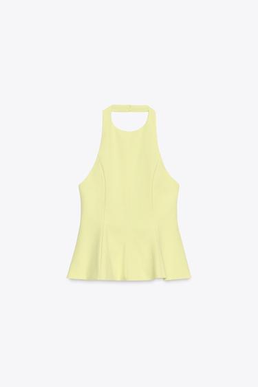 TOP ÉLASTIQUE PÉPLUM - Jaune citron de Zara - Image 3