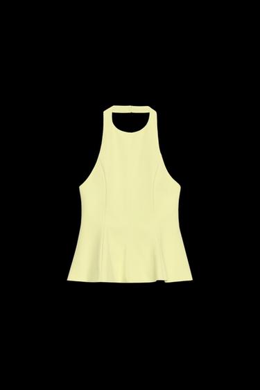 TOP ELÁSTICO PEPLUM - Limón de Zara