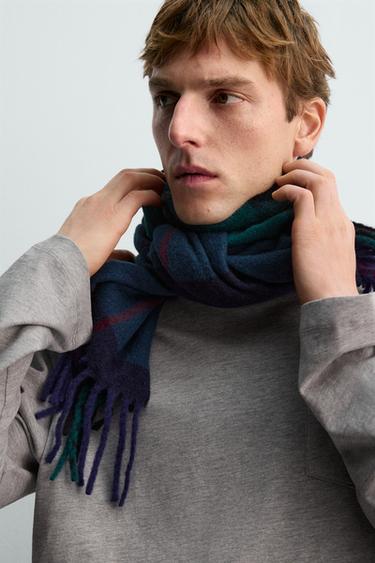 AARON LEVINE X ZARA CHECK WOOL BLEND SCARF - Green by Zara - Image 2