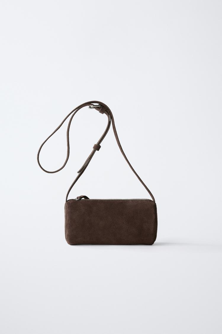 スプリットスエード ボストンバッグ - ブラウン | ZARA Japan / 日本