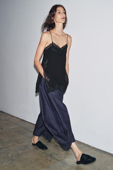ZW COLLECTION LACE CAMISOLE TOP - Black by Zara - Image 3