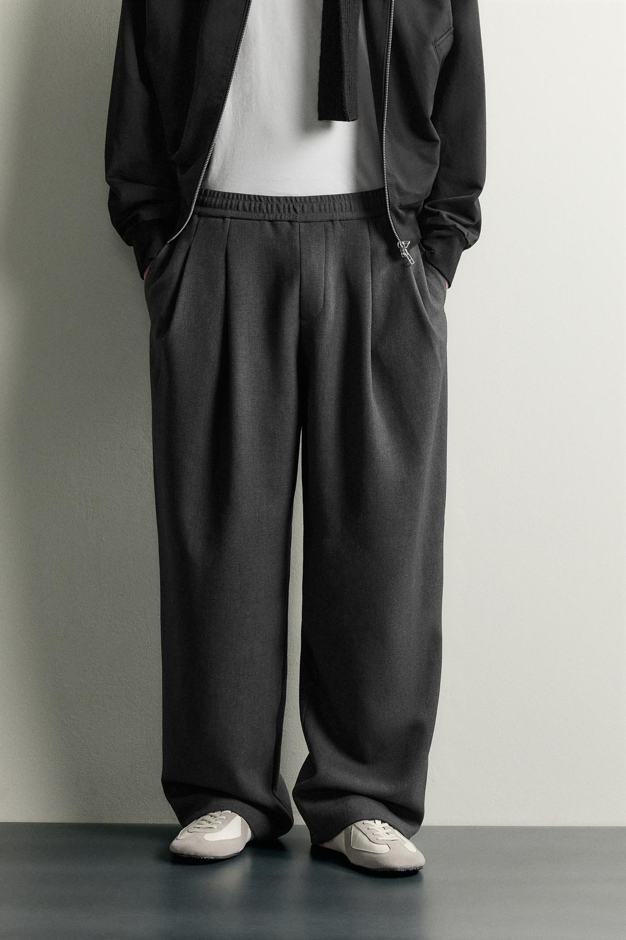 COMFORT RELAXED-FIT PANTS — Gray marl