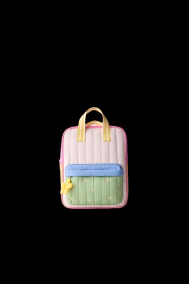 Zara MULTICOLORED FLOWER BACKPACK - Pink - Image 0