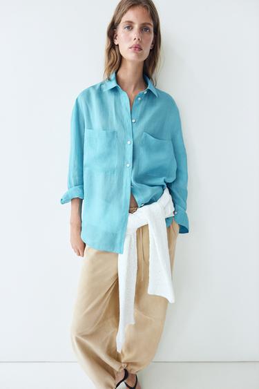 Zara 100% ramie flowing pocket shirt - 451