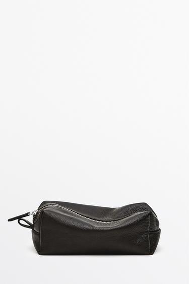 Neceser cremallera piel napa - Marrón de Zara