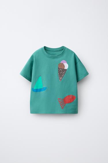 ICE CREAM AND SAILING BOATS T-SHIRT ISABELLE VANDEPLASSCHE © - Green by Zara