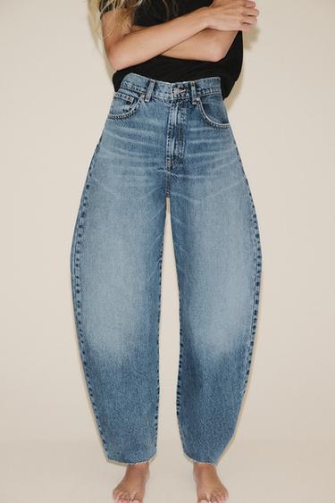 HIGH-WAIST TRF BARREL JEANS - Blue by Zara