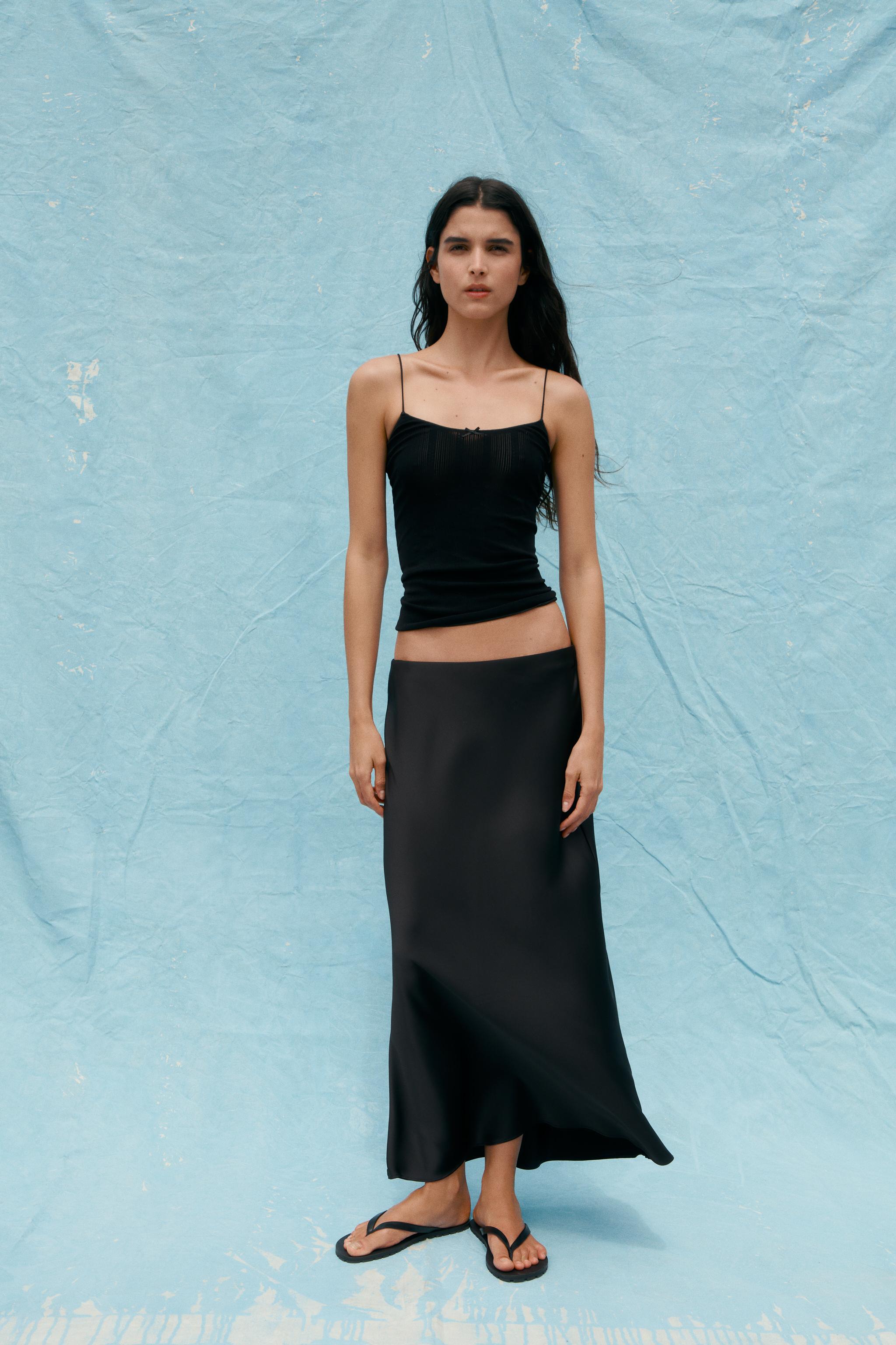 スカート musinsastandardwoman Women's Crinkle Long Skirt Black MWCKS2 destinations-seamed-maxi-