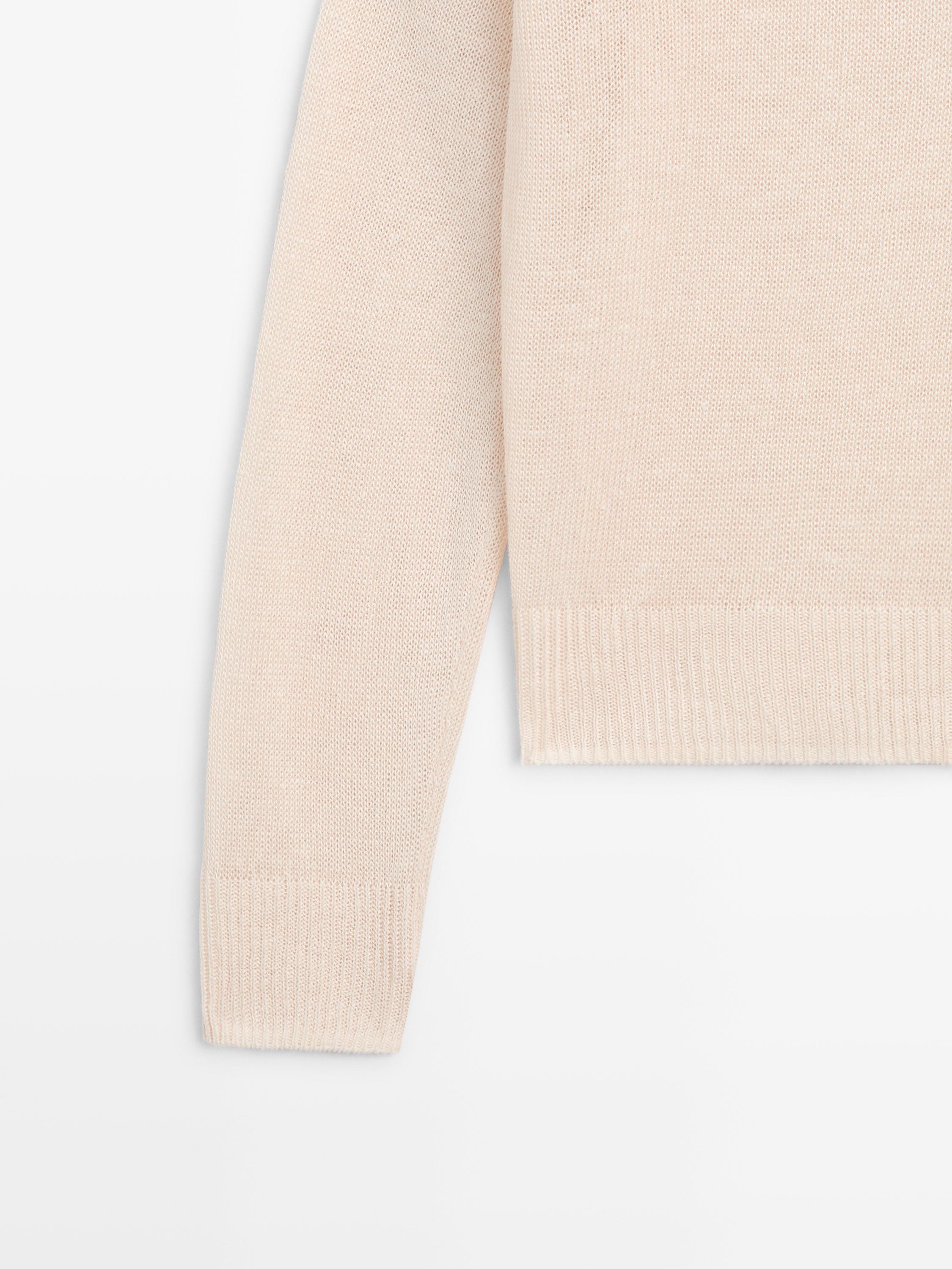 Fine linen polo collar sweater