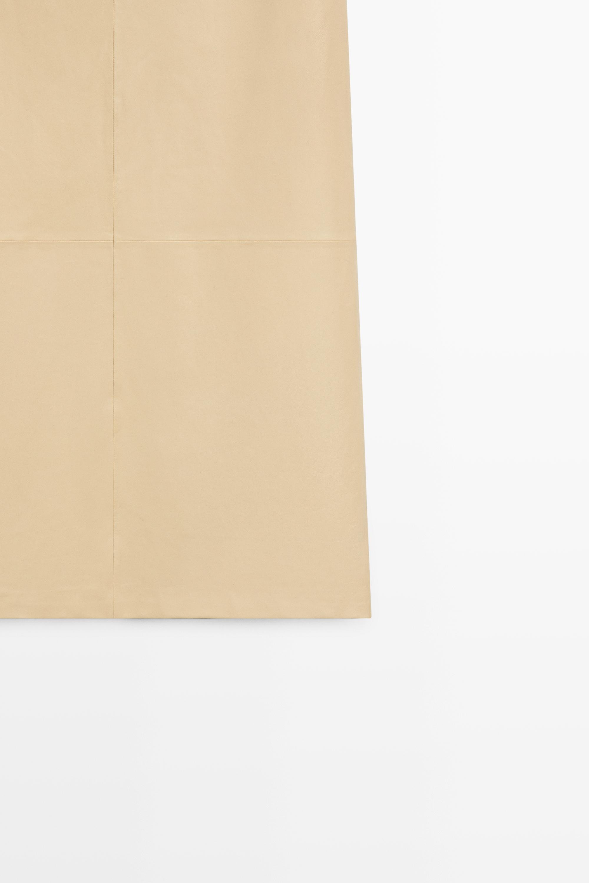 Jupe midi en cuir nappa