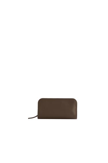 PORTEFEUILLE EN CUIR - Gris taupe de Zara