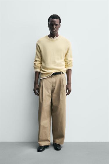 PANTALON CHINO COUPE LARGE - Marron clair de Zara