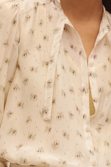 LIMITED EDITION PRINTED BLOUSE WITH TIES - Printed by Zara - Image 4