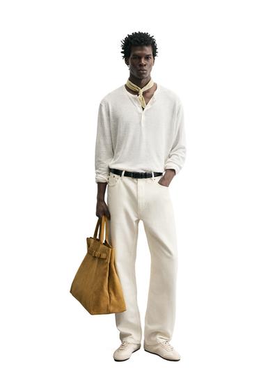 HENLEY-PULLOVER AUS 100 % HANF - Weiß von Zara