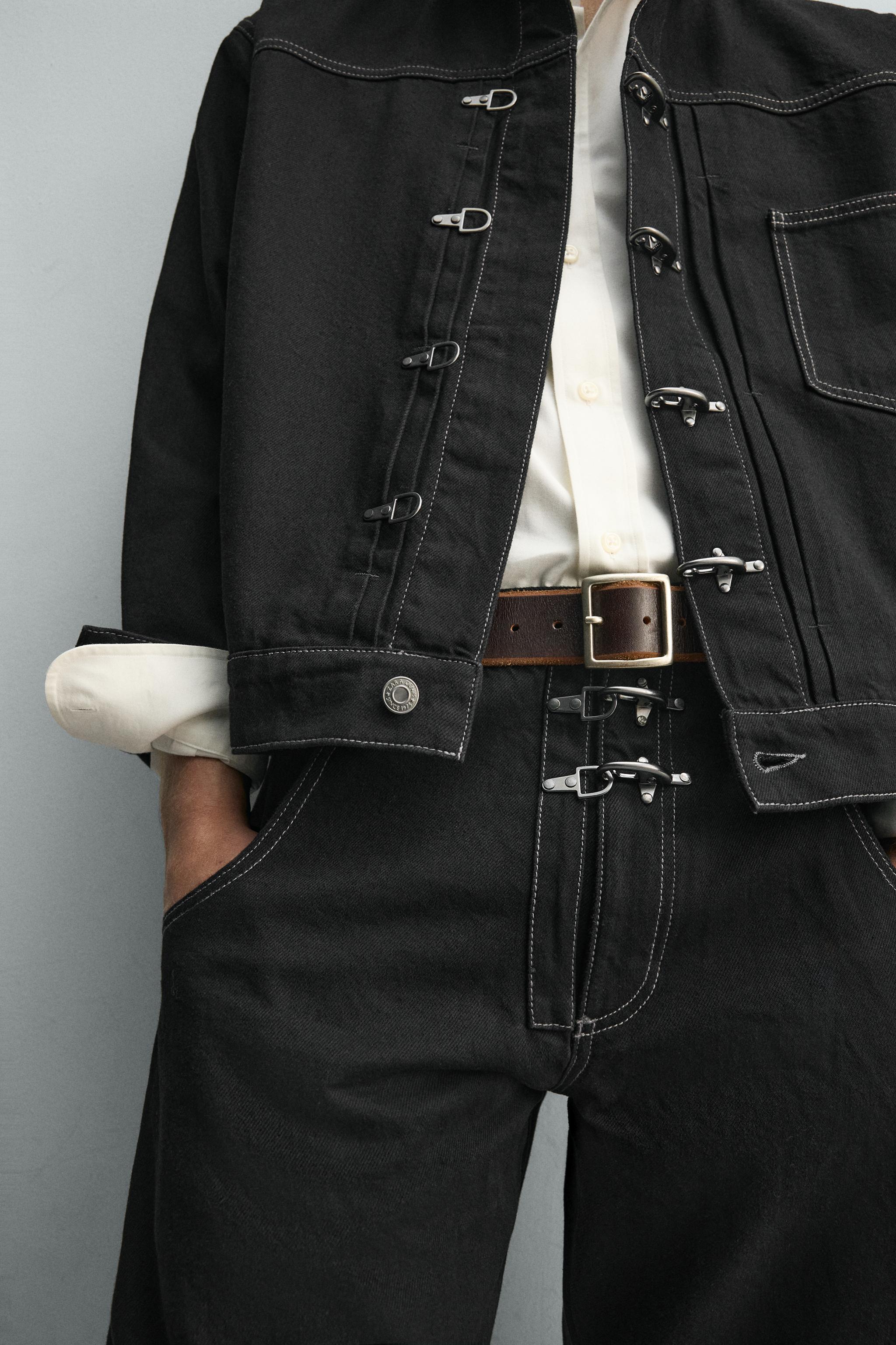 ZARA トグルボタン バレルフィットパンツ EU38 ファイヤーマンパンツ 