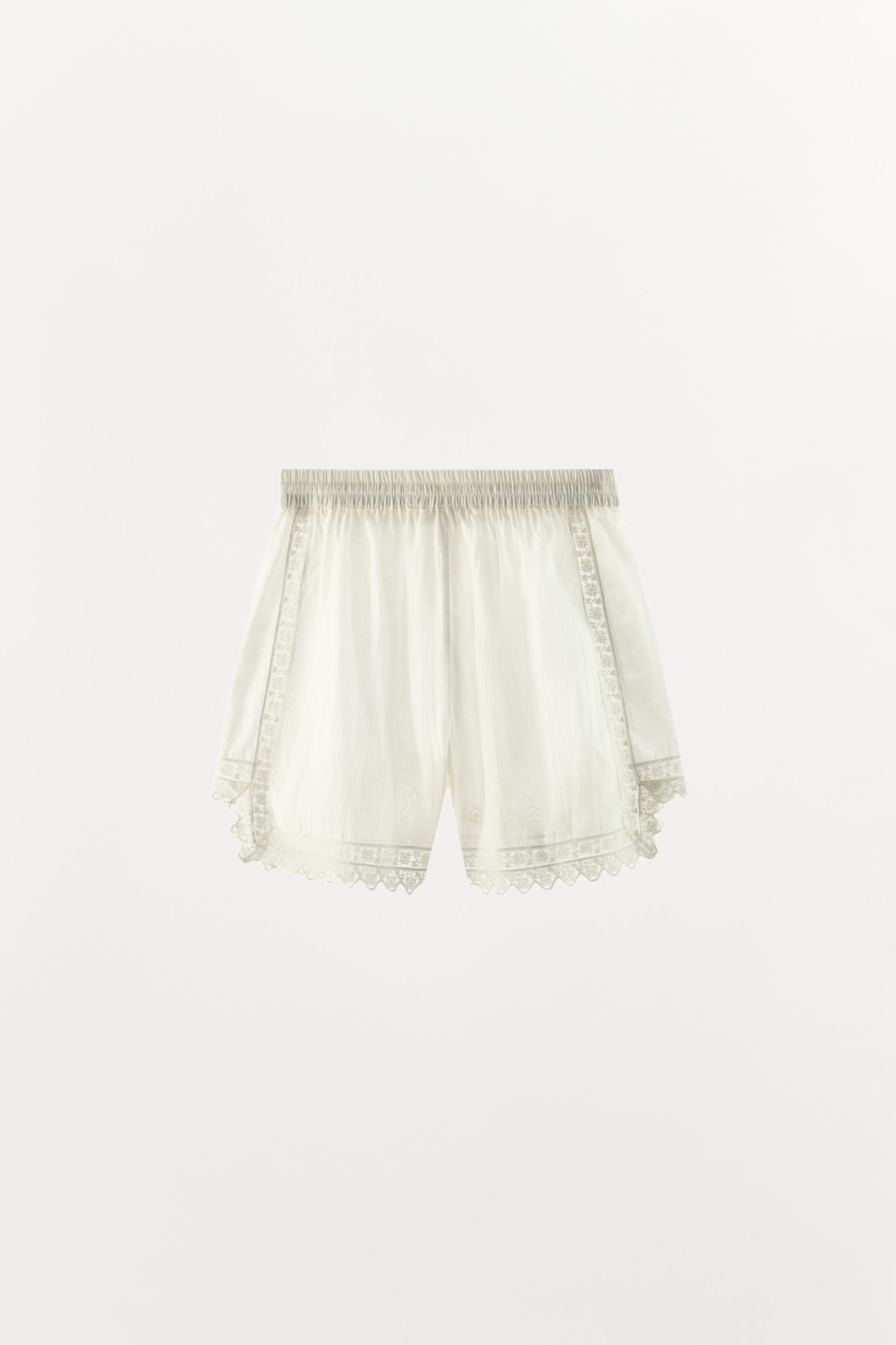 Женские шорты Zara FLORAL EMBROIDERED LACE SHORTS — фото 5