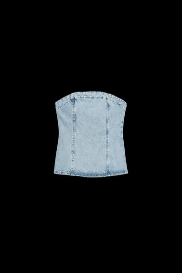 Z1975 DENIM BANDEAU TOP - Light blue by Zara - Image 0