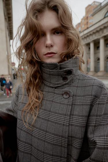 CHECKED DOUBLE-BREASTED JACKET - Brown / Ecru by Zara - Image 2