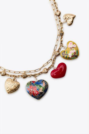 LOT DE 2 COLLIERS AVEC CŒURS - Doré de Zara - Image 2