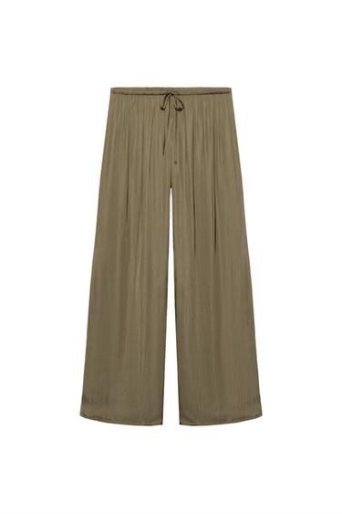 بنطلون بالازو منسدل - كاكي داكن الخاص بـ Zara