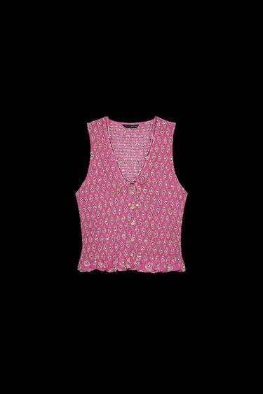 GEMUSTERTES TOP MIT WABENMUSTER - Pink von Zara - Bild 0