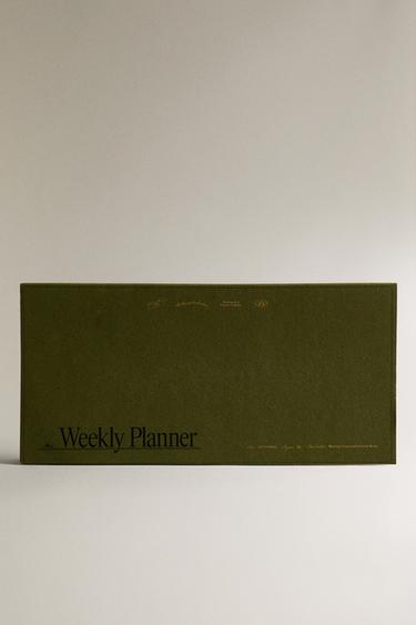 WEEKLY PLANNER WITH GOLDEN RIMS - Green by Zara
