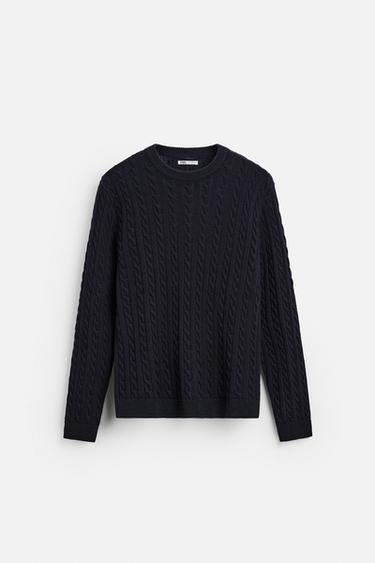 JERSEY ESTRUCTURA TRENZAS - Marino de Zara