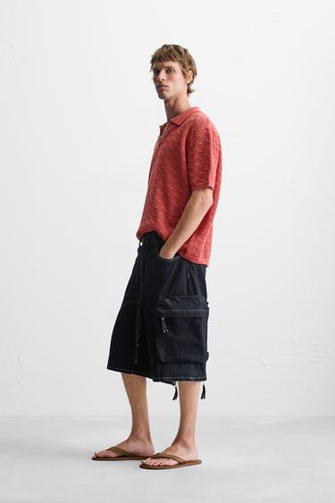 BERMUDA DENIM CARGO COUPE LARGE - Bleu de Zara - Image 3