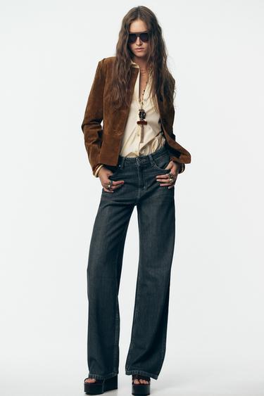 Z1975 STRAIGHT FIT JEANS MED HØJ TALJE - blågrøn fra Zara - Billede 0