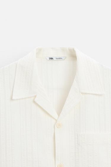 CHEMISE EN JACQUARD À RAYURES - Blanc de Zara - Image 8