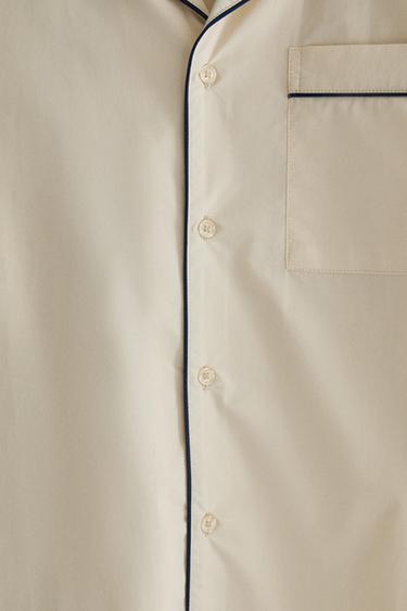 BLACK SHIRT WITH PIPING - Ecru by Zara - Image 2