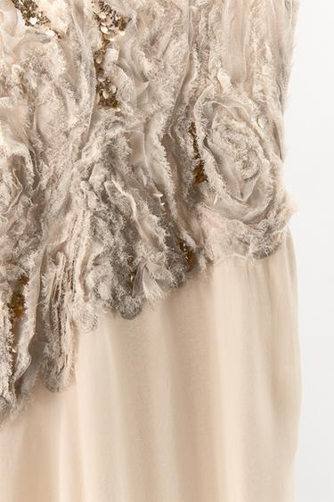 LONG BEADED TEXTURED DRESS - Sand by Zara - Image 6