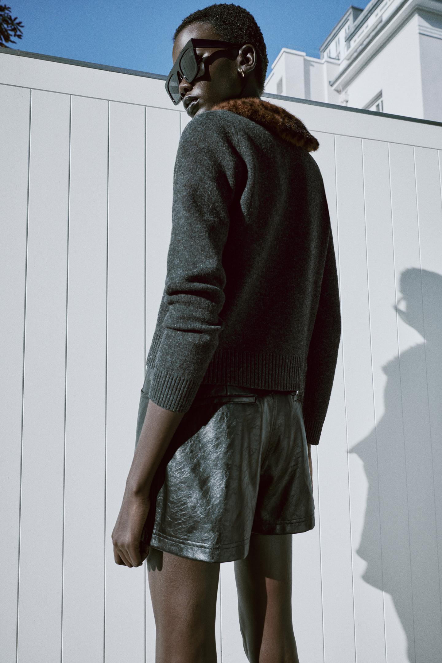 Женский кардиган Zara Cardigan with Detachable Lapel, цвет: Антрацитовый серый — фото 6