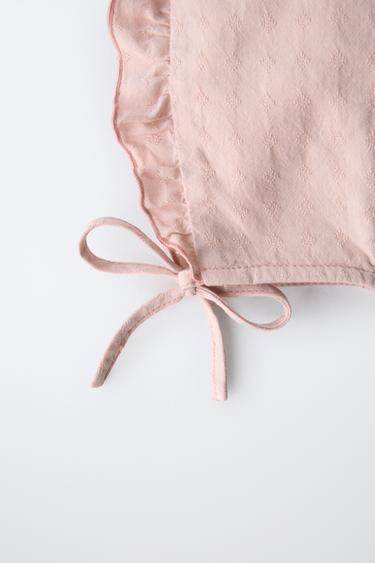 EMBROIDERED RUFFLE BONNET - Dusty pink by Zara - Image 1