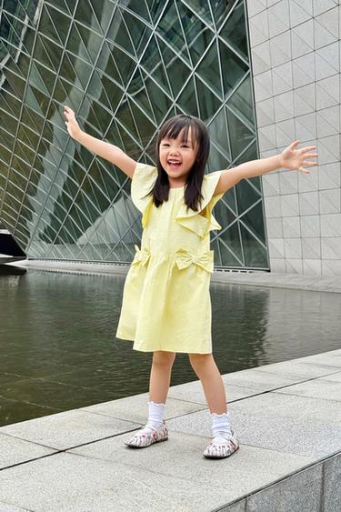 POPLIN DRESS WITH BOWS - Yellow by Zara