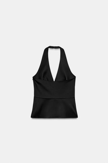 SATIN HALTER TOP - Black by Zara - Image 8