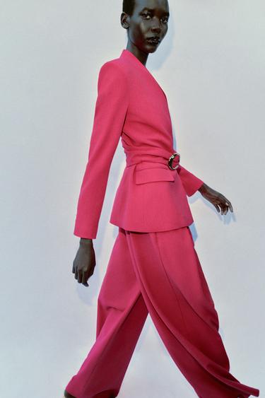 PLEATED WIDE-LEG TROUSERS - Fuchsia by Zara - Image 2