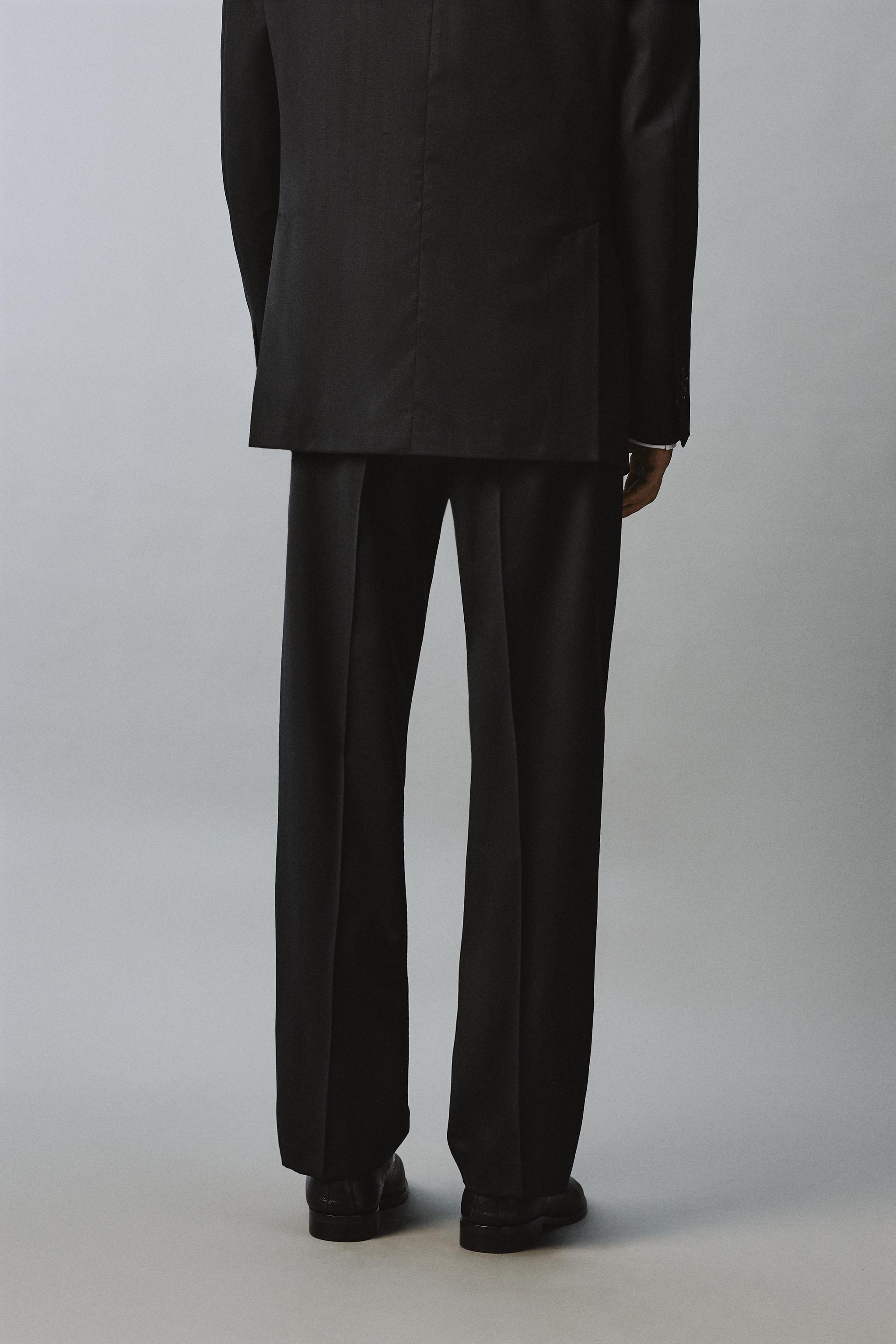100% WOOL PLEATED SUIT PANTS