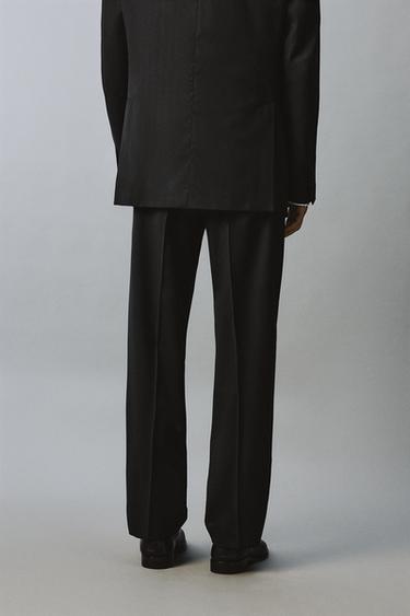 100% WOOL SUIT TROUSERS WITH PLEATS - Black by Zara - Image 2