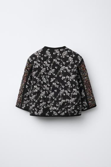FLORAL PRINT PADDED JACKET - Black by Zara - Image 1