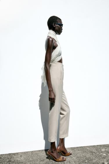 HIGH-WAIST TROUSERS - Oyster-white by Zara - Image 3