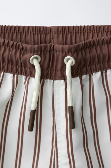 1-6 YEARS / STRIPED SWIM SHORTS - Brown / Ecru by Zara - Image 2