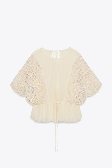 EMBROIDERED TOP - Vanilla by Zara