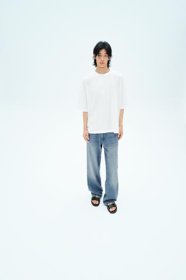 Zara 寬鬆版型輕量水洗 T 恤 - 磨白色