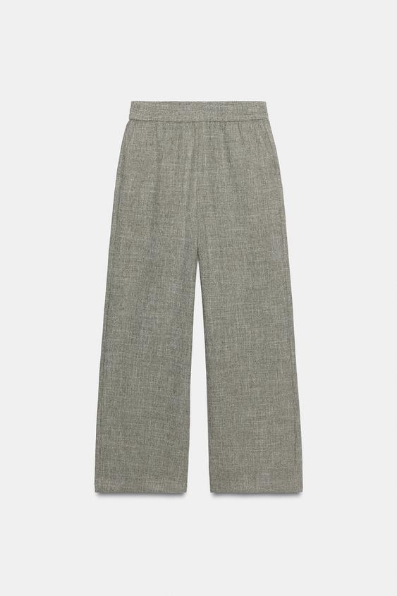 WIDE-LEG TROUSERS - Green marl by Zara - Image 0