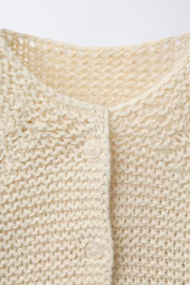 CHUNKY KNIT CARDIGAN - Light beige by Zara - Image 2