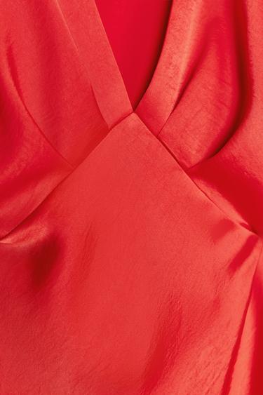 ROBE MI-LONGUE SATINÉE - Corail de Zara - Image 6