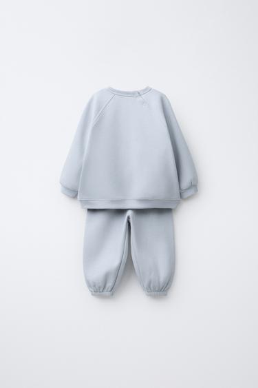 Zara BASIC SWEATSHIRT AND JOGGER PANTS SET - Pastel blue