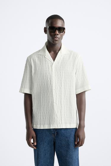 STRETCH TEXTURED SHIRT - Oyster-white by Zara